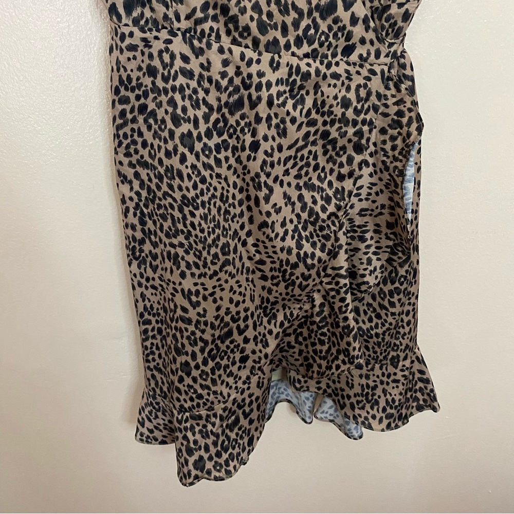 Shein Leopard Animal Print Ruffle Wrap Dress - Picture 4 of 7